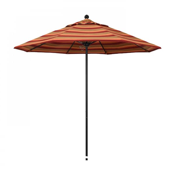 California Umbrella 9' Black Aluminum Market Patio Umbrella, Sunbrella Astoria Sunset 194061335468 - main